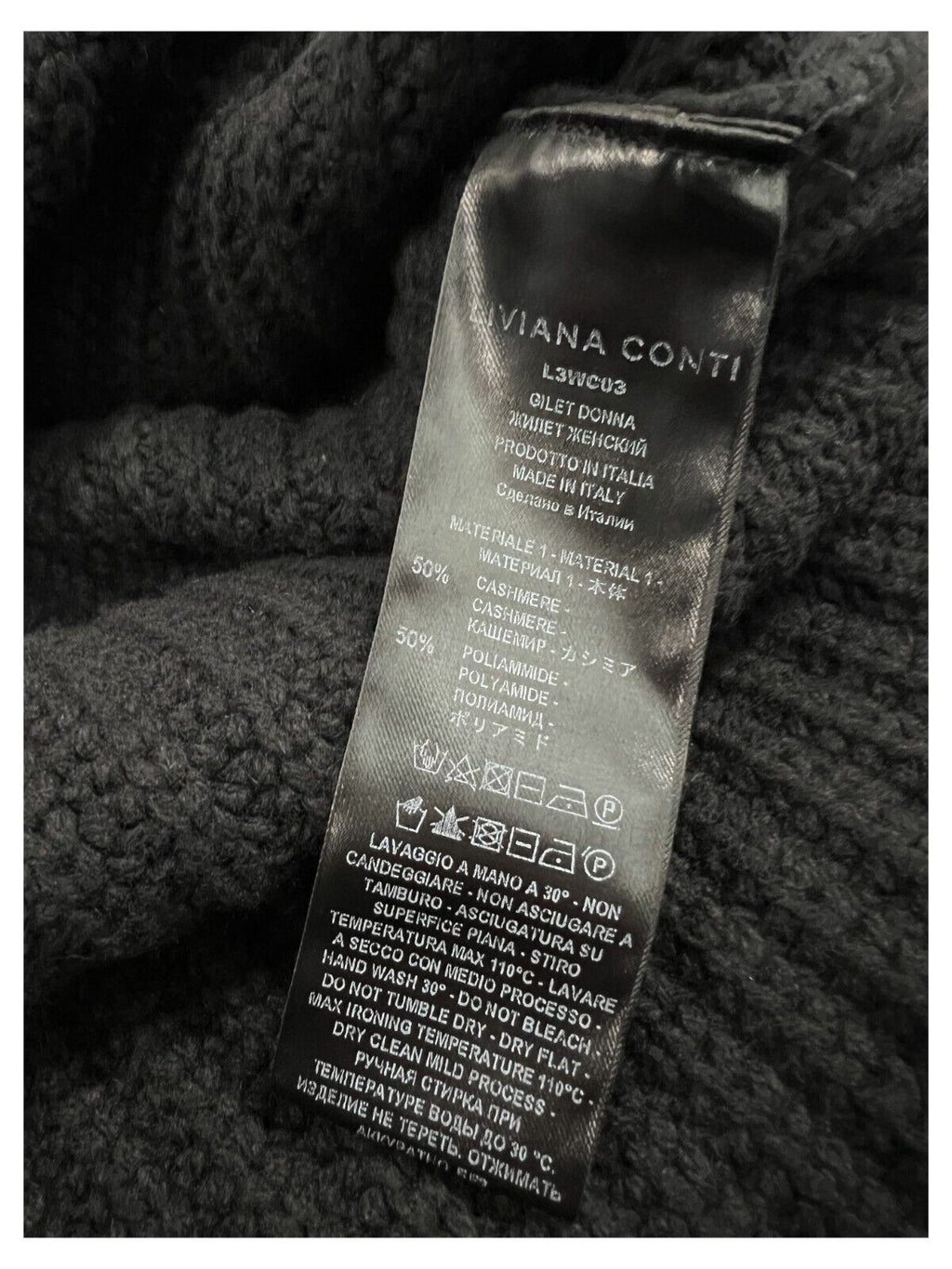 LIVIANA CONTI maxi gilet donna nero L3WC03 cashmere MADE IN ITALY