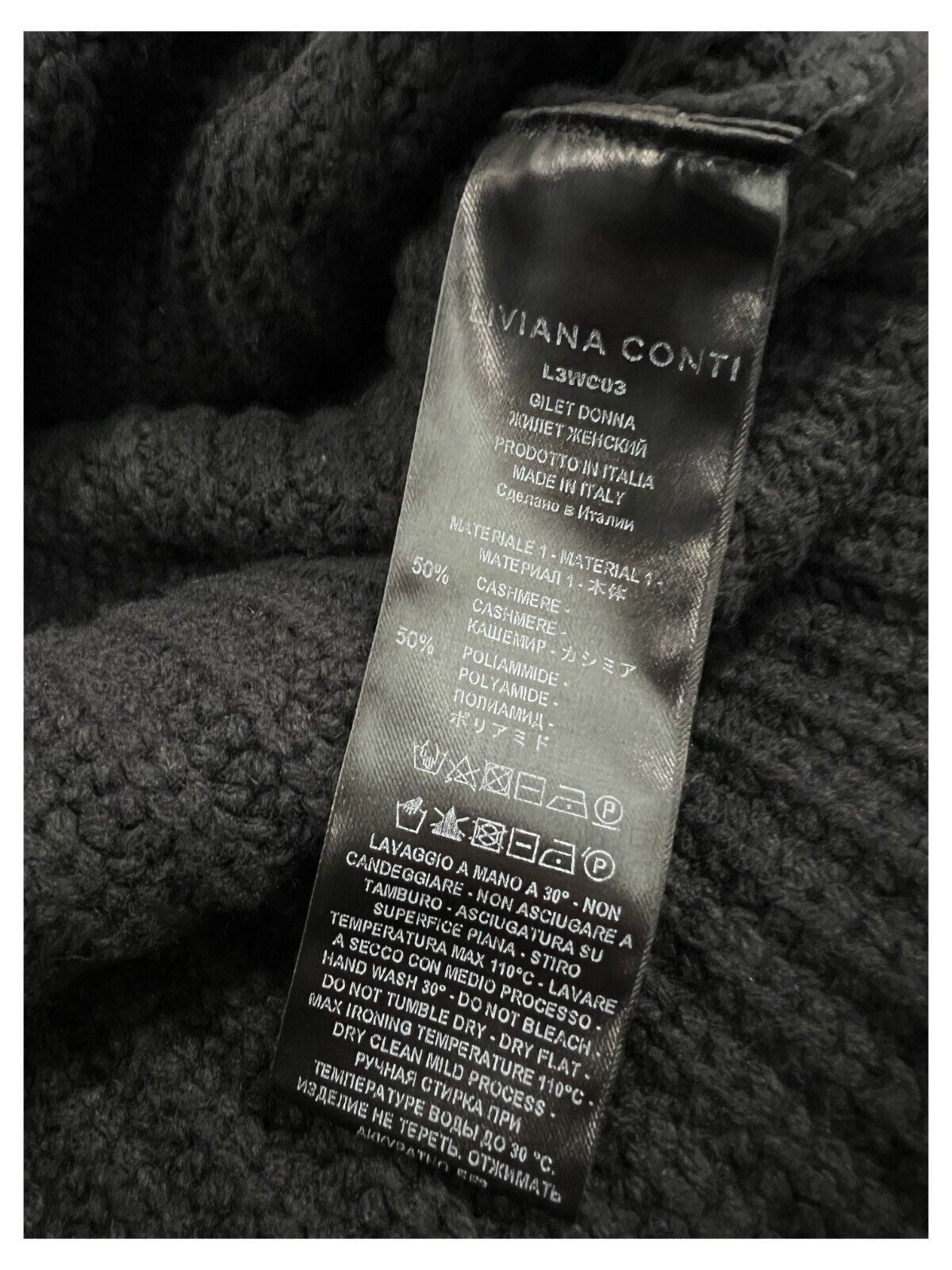 LIVIANA CONTI maxi gilet donna nero L3WC03 cashmere MADE IN ITALY