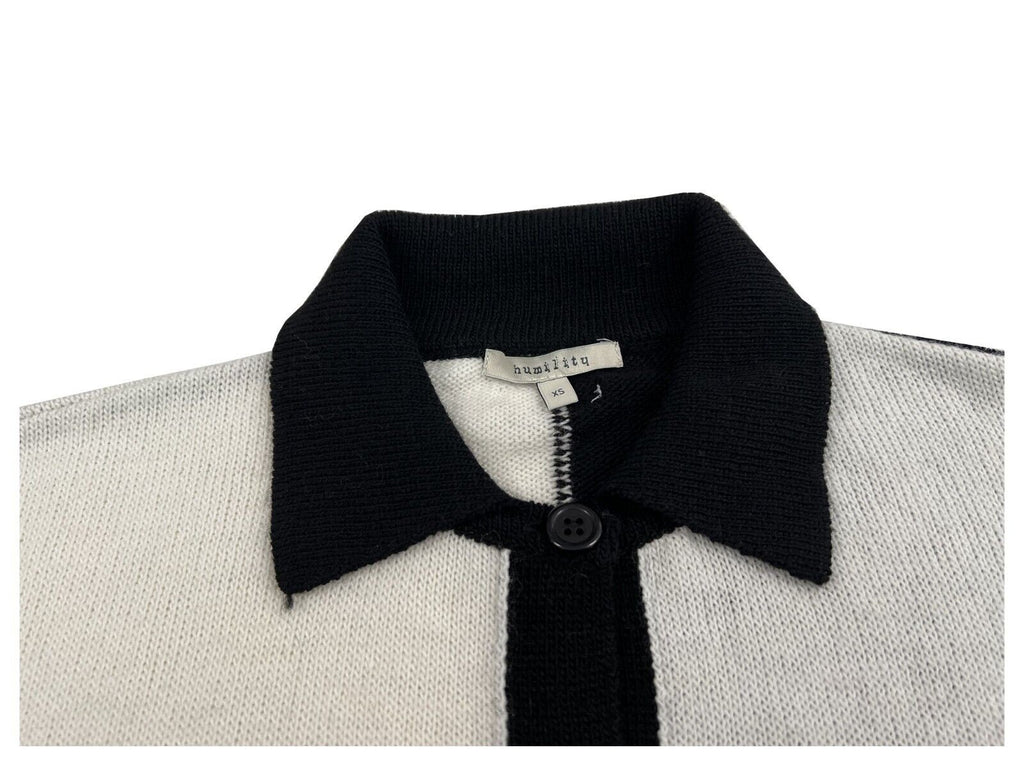 HUMILITY 1949 maglia polo bianco/nero HE-GI-SANAE 50% lana 50% acrilico MADE IN ITALY