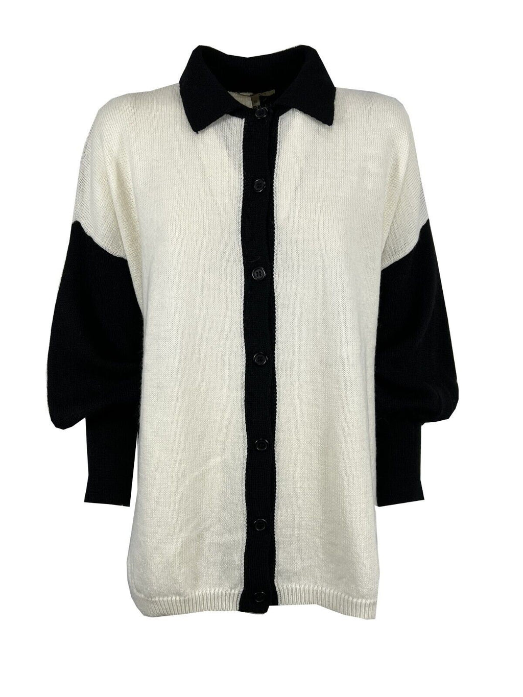 HUMILITY 1949 maglia polo bianco/nero HE-GI-SANAE 50% lana 50% acrilico MADE IN ITALY