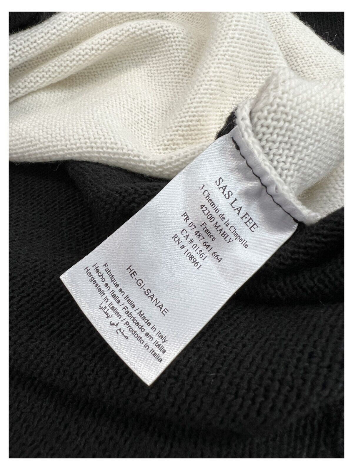 HUMILITY 1949 maglia polo bianco/nero HE-GI-SANAE 50% lana 50% acrilico MADE IN ITALY