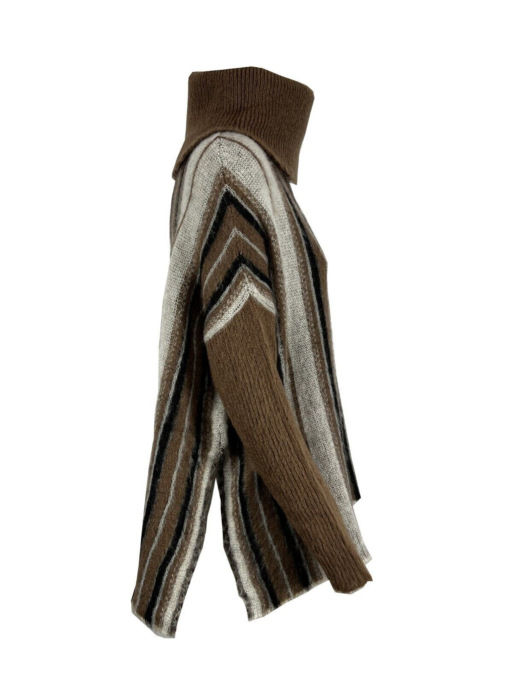 HUMILITY 1949 maglia donna lana righe cuoio/nero/panna HE-PU-SALEM MADE IN ITALY