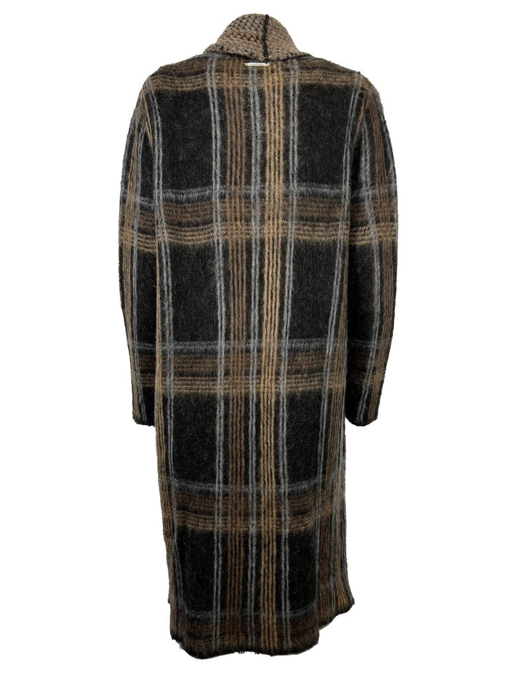 HUMILITY 1949 maxi cardigan donna fantasia quadri nero/cammello HB-GI-MIRANDA MADE IN ITALY