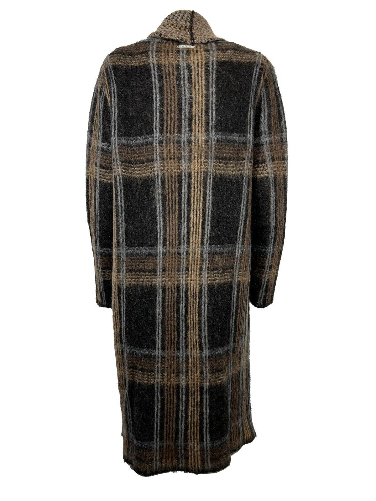 HUMILITY 1949 maxi cardigan donna fantasia quadri nero/cammello HB-GI-MIRANDA MADE IN ITALY