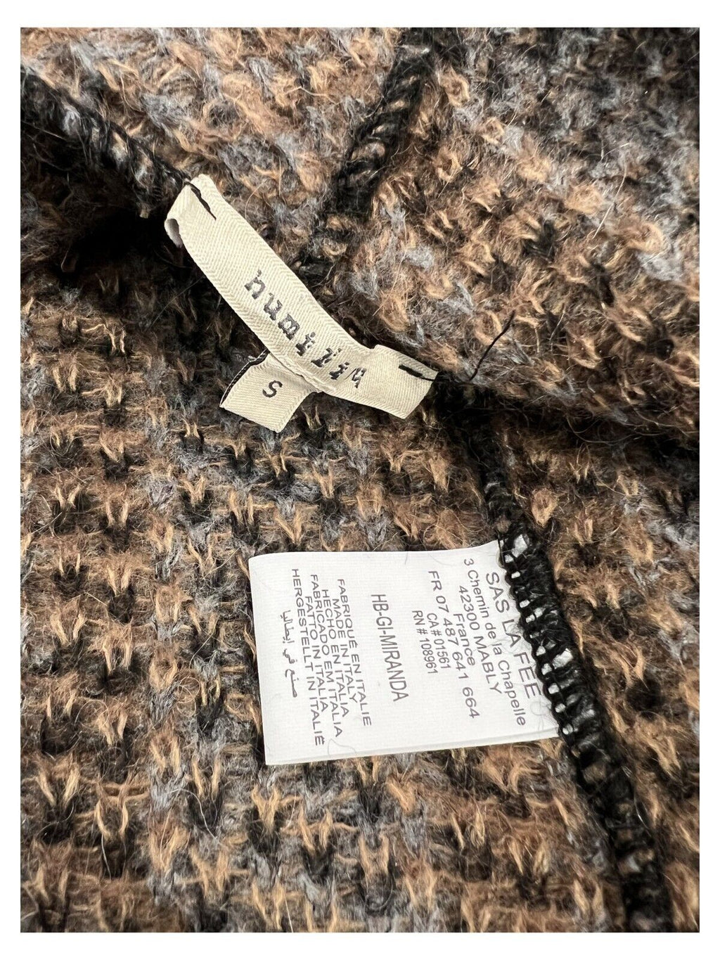 HUMILITY 1949 maxi cardigan donna fantasia quadri nero/cammello HB-GI-MIRANDA MADE IN ITALY