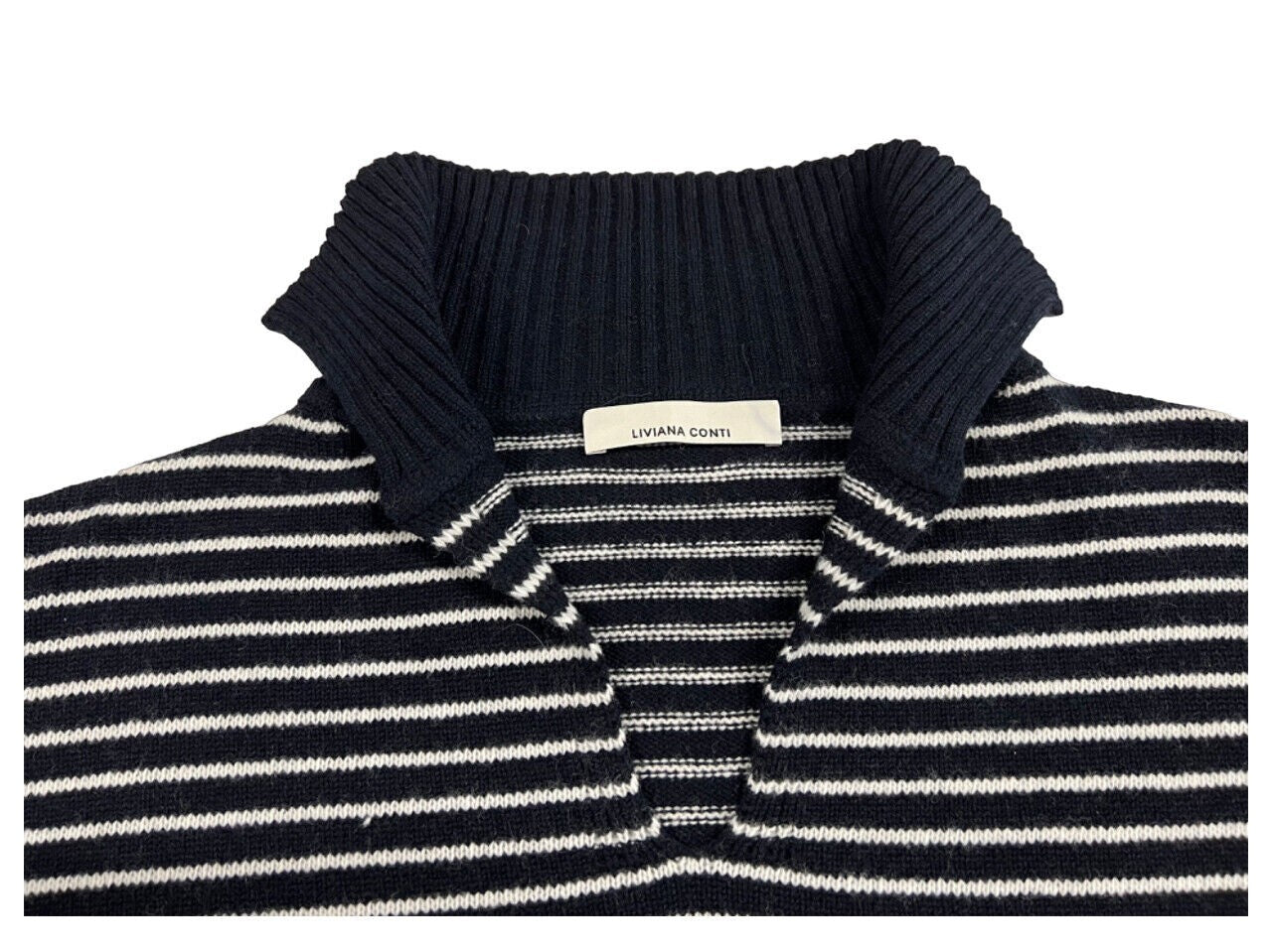 LIVIANA CONTI Maglia a righe in cashmere riciclato Blu/latte F3WC56 MADE IN ITALY