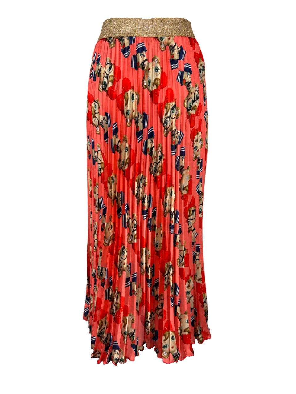 IL THE DELLE 5 gonna donna plisse fantasia corallo LILY 56ST PIN UP 100% poliestere MADE IN ITALY