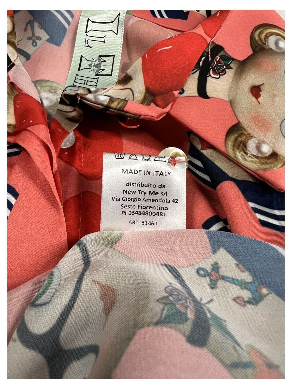 IL THE DELLE 5 gonna donna plisse fantasia corallo LILY 56ST PIN UP 100% poliestere MADE IN ITALY