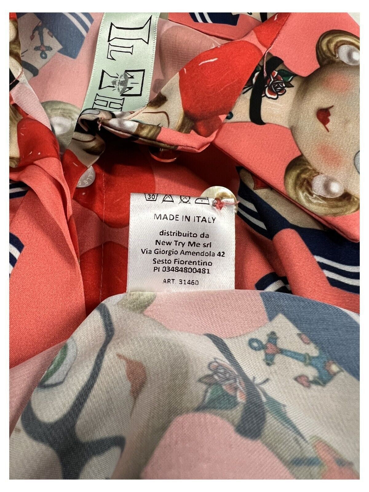 IL THE DELLE 5 gonna donna plisse fantasia corallo LILY 56ST PIN UP 100% poliestere MADE IN ITALY