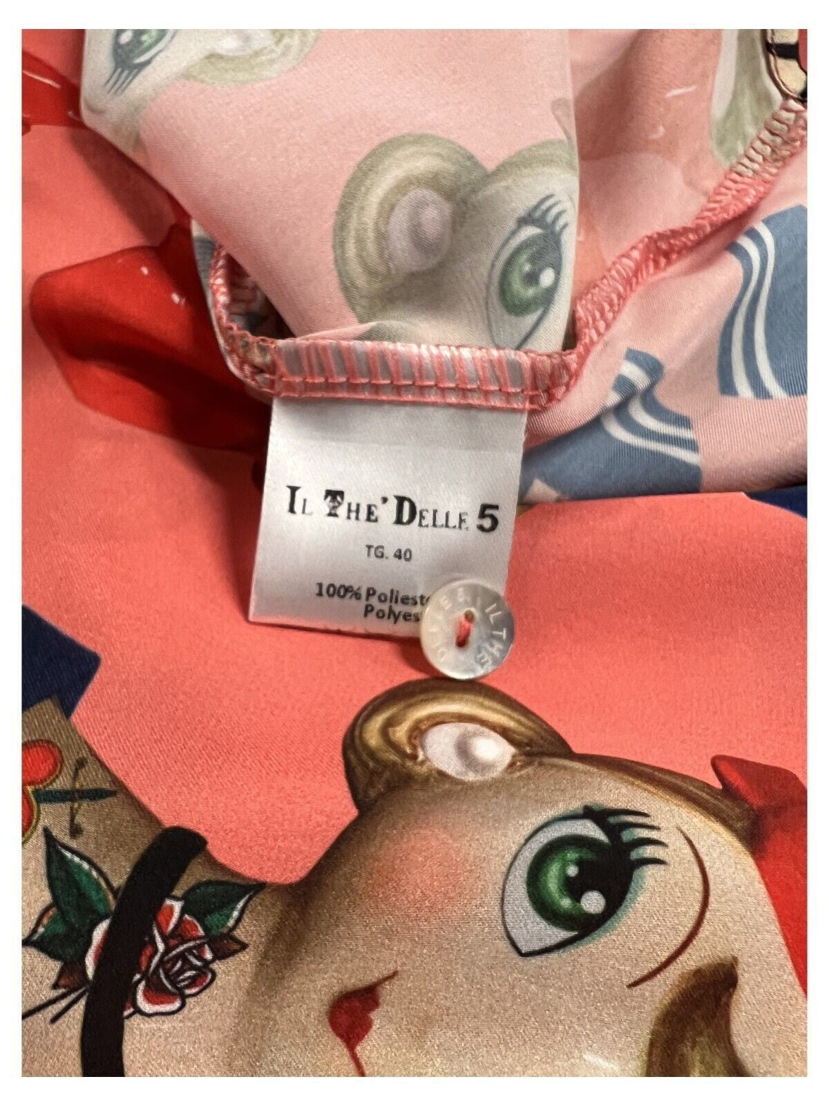 IL THE DELLE 5 gonna donna plisse fantasia corallo LILY 56ST PIN UP 100% poliestere MADE IN ITALY