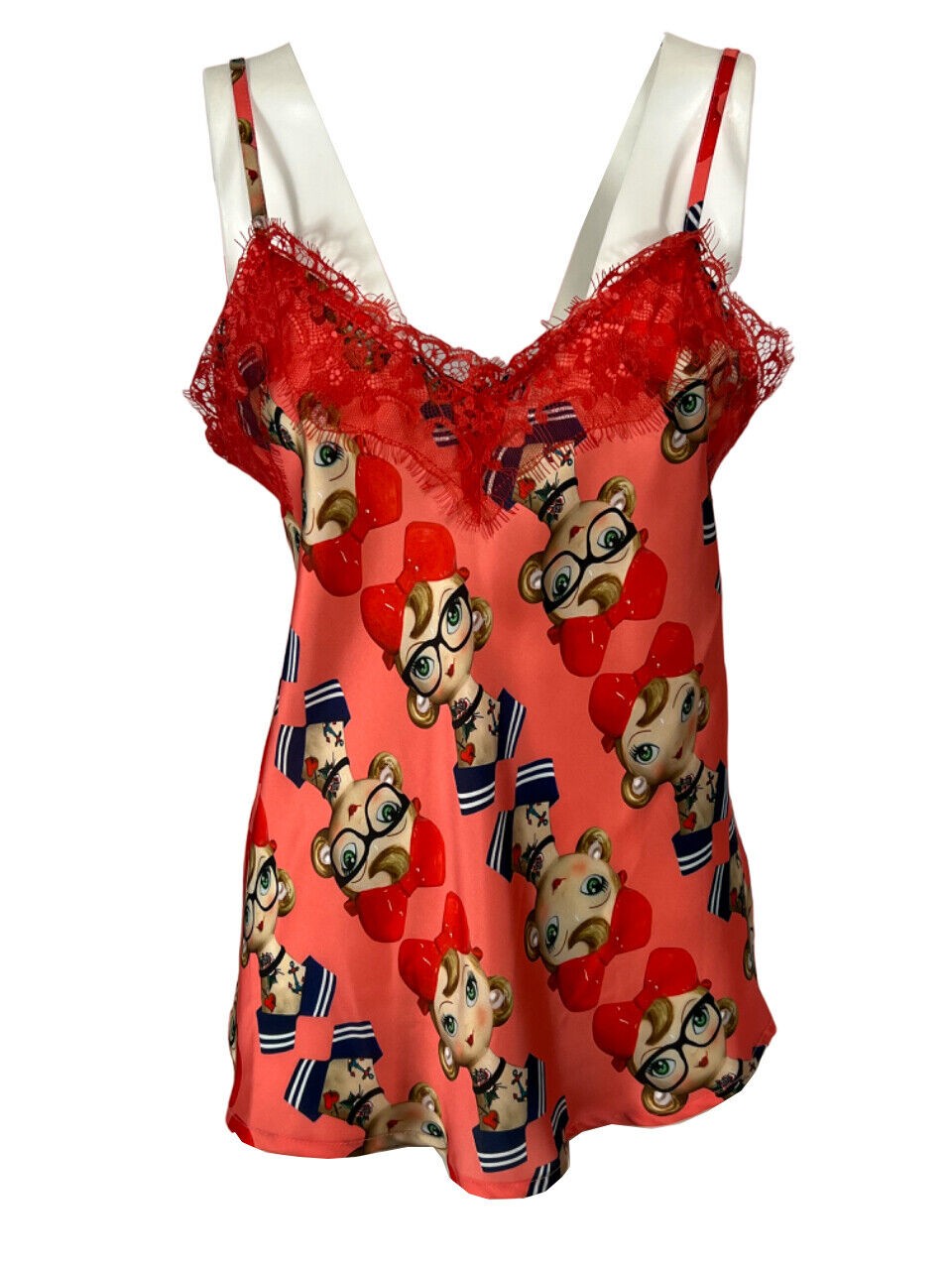 IL THE DELLE 5 top donna fantasia corallo LEOPARD 56ST PIN UP MADE IN ITALY