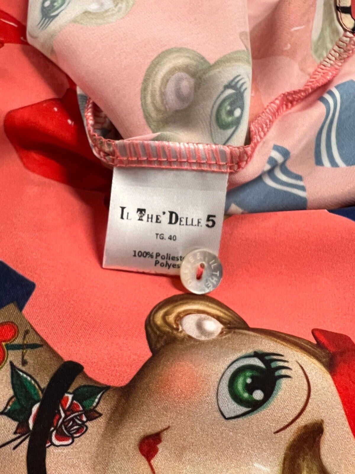 IL THE DELLE 5 top donna fantasia corallo LEOPARD 56ST PIN UP MADE IN ITALY