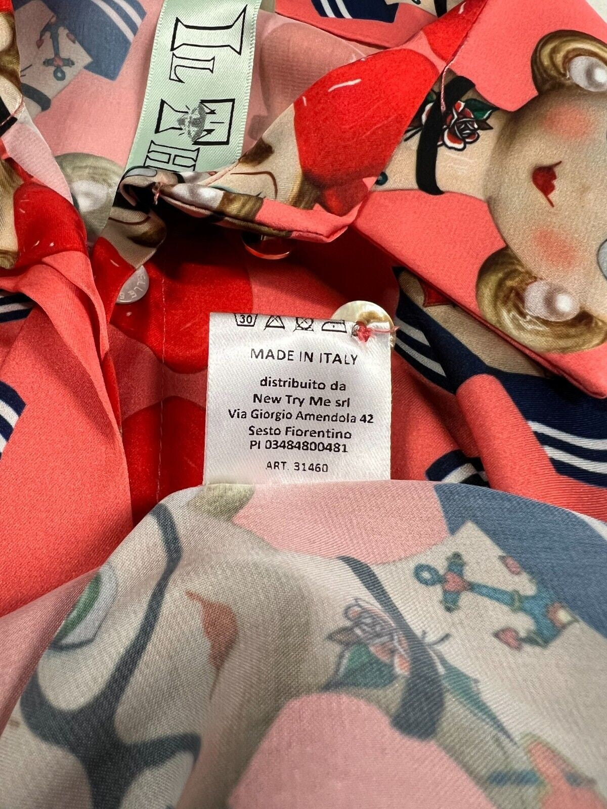 IL THE DELLE 5 top donna fantasia corallo LEOPARD 56ST PIN UP MADE IN ITALY