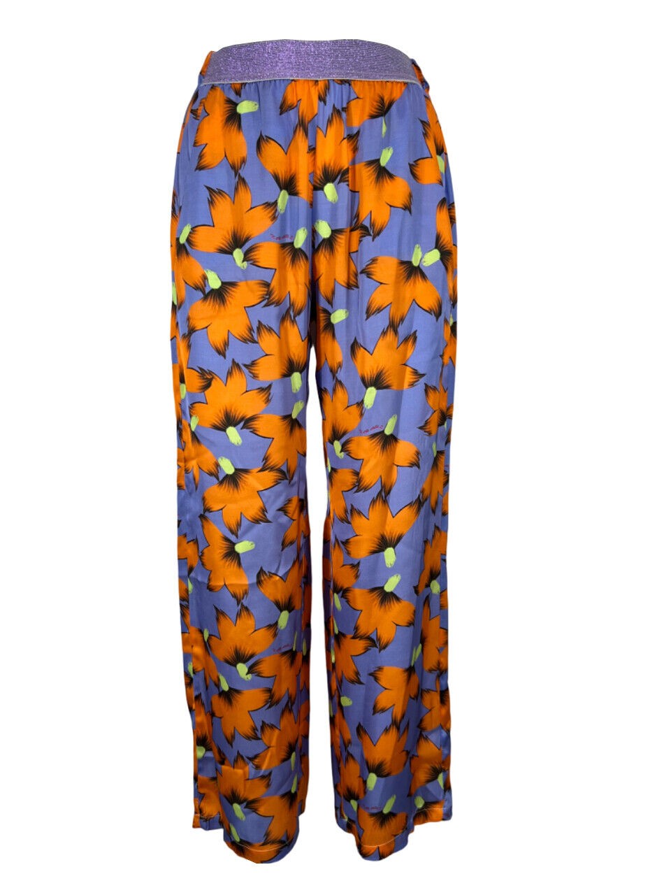 IL THE DELLE 5 pantalone donna pervinca/arancio ALAN 48ST FLOWERS MADE IN ITALY