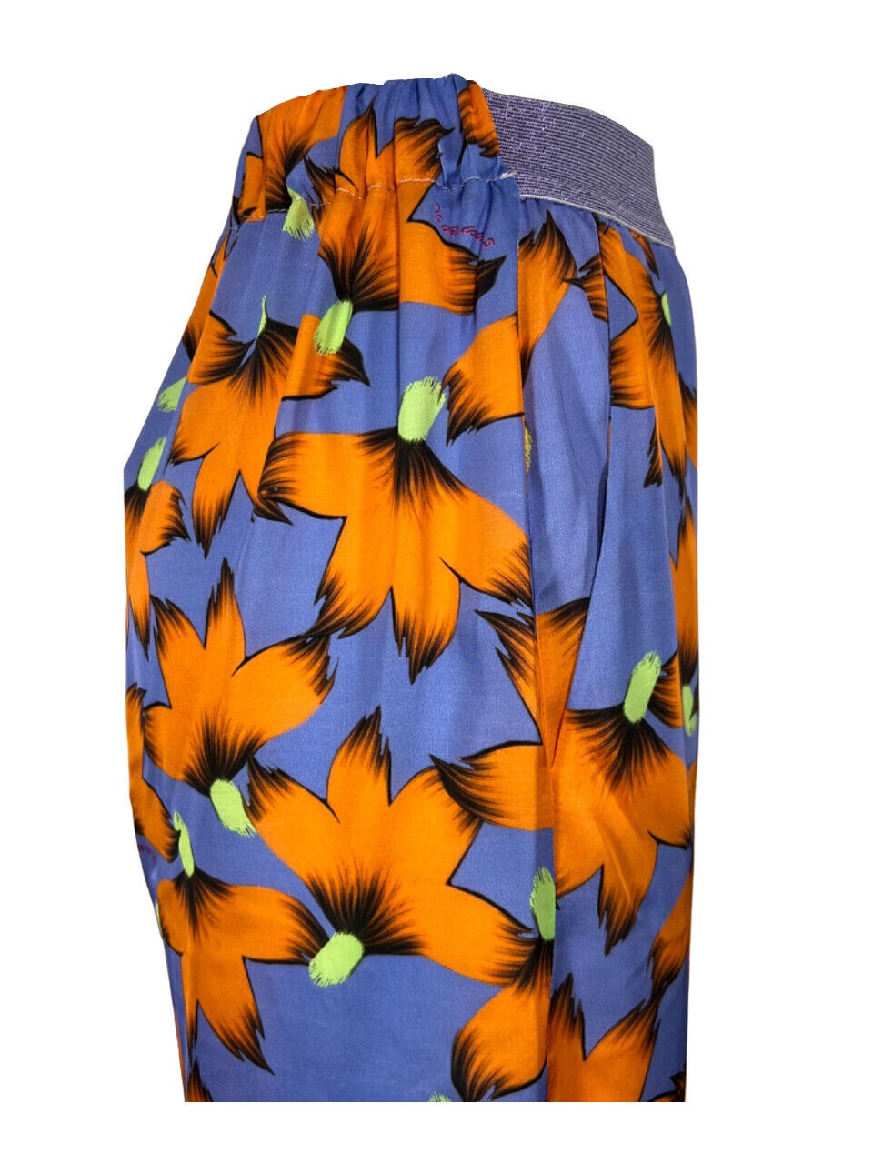 IL THE DELLE 5 pantalone donna pervinca/arancio ALAN 48ST FLOWERS MADE IN ITALY