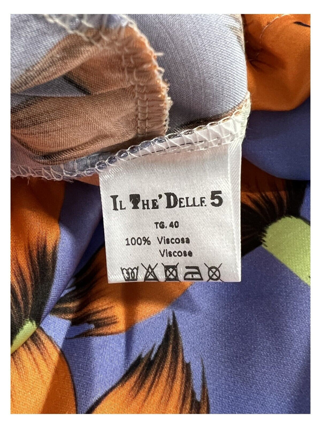 IL THE DELLE 5 pantalone donna pervinca/arancio ALAN 48ST FLOWERS MADE IN ITALY