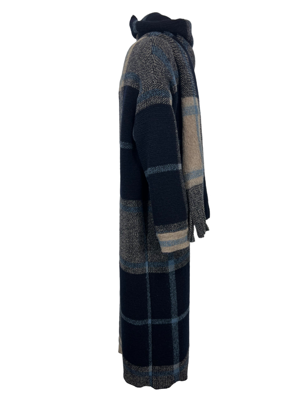 HUMILITY 1949 cappotto tessuto maglia quadri blu/celeste/beige UZINI MADE IN ITALY