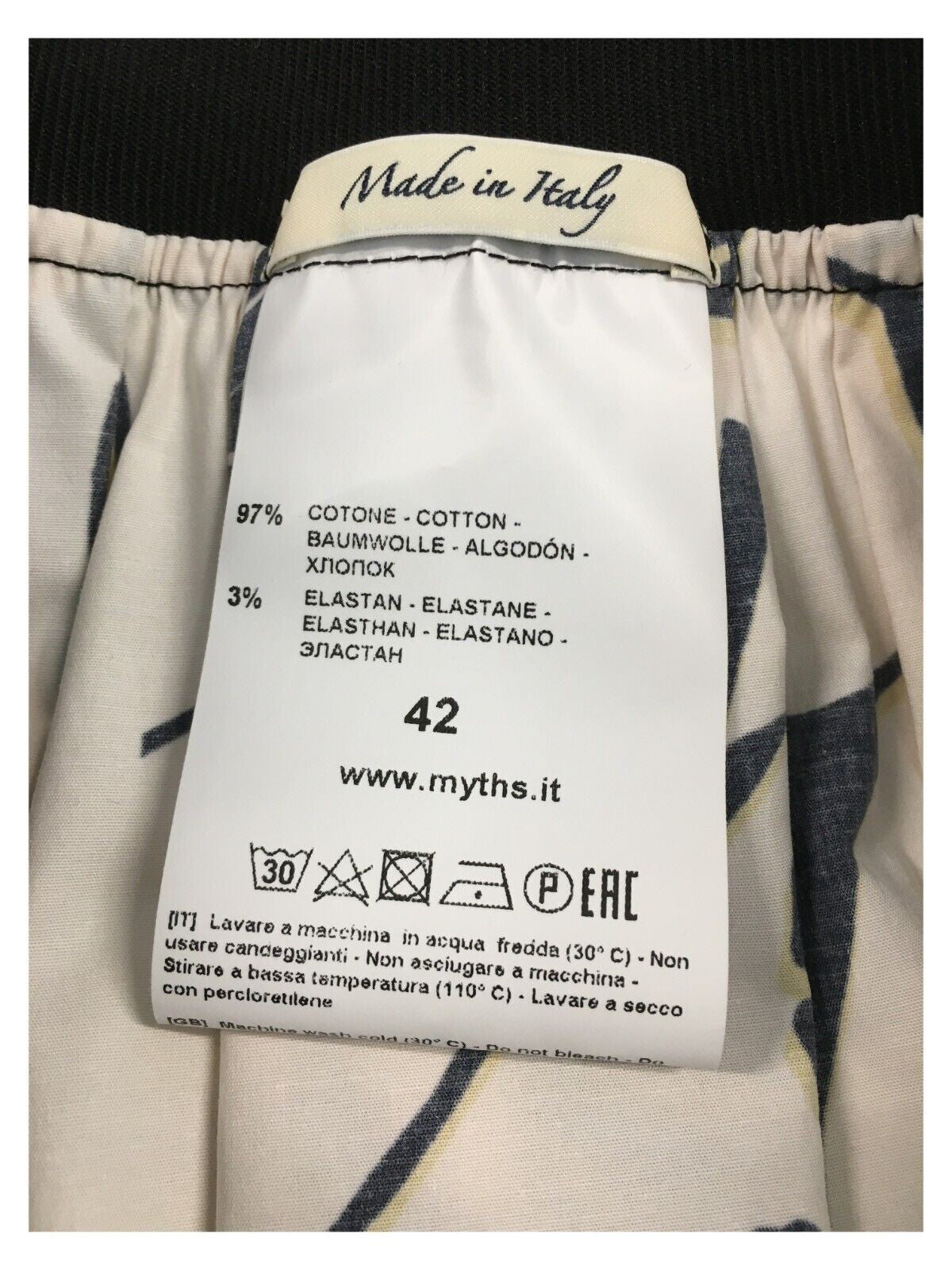 MYTHS gonna donna fantasia panna/blu/giallo cotone D90 412 MADE IN ITALY