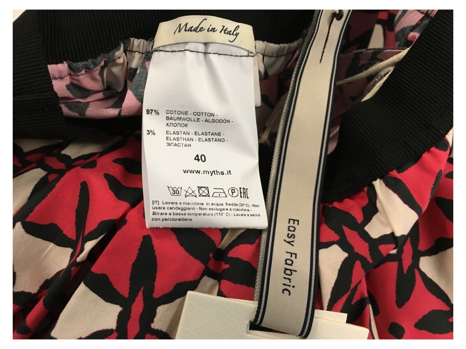 MYTHS gonna donna fantasia corallo/panna/nero cotone D90 411 MADE IN ITALY