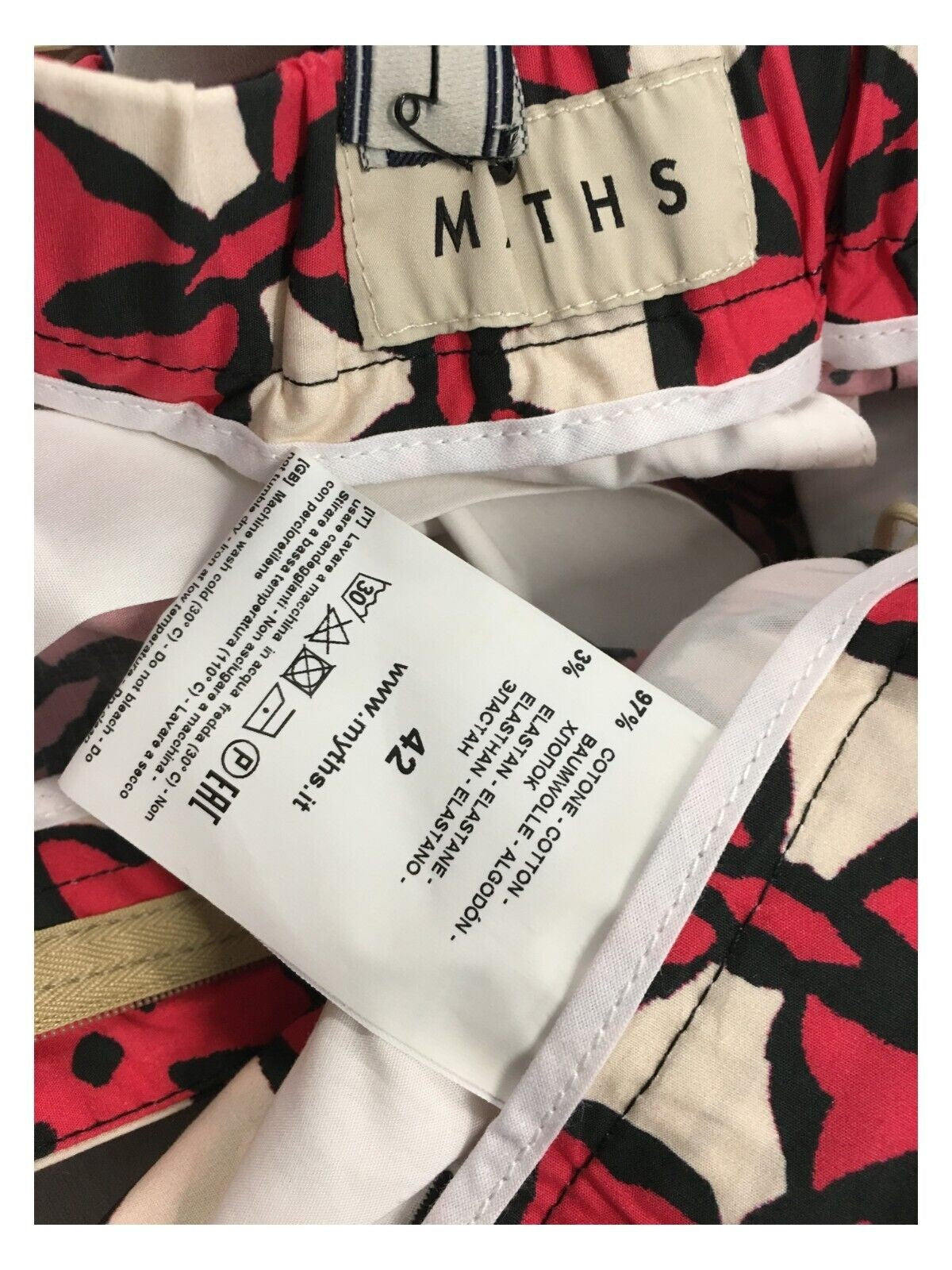 MYTHS pantalone donna fantasia corallo/panna/nero D02 411 MADE IN ITALY