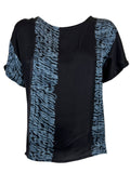 HUMILITY 1949 blusa donna blu stampa celeste BALI 100% viscosa MADE IN ITALY