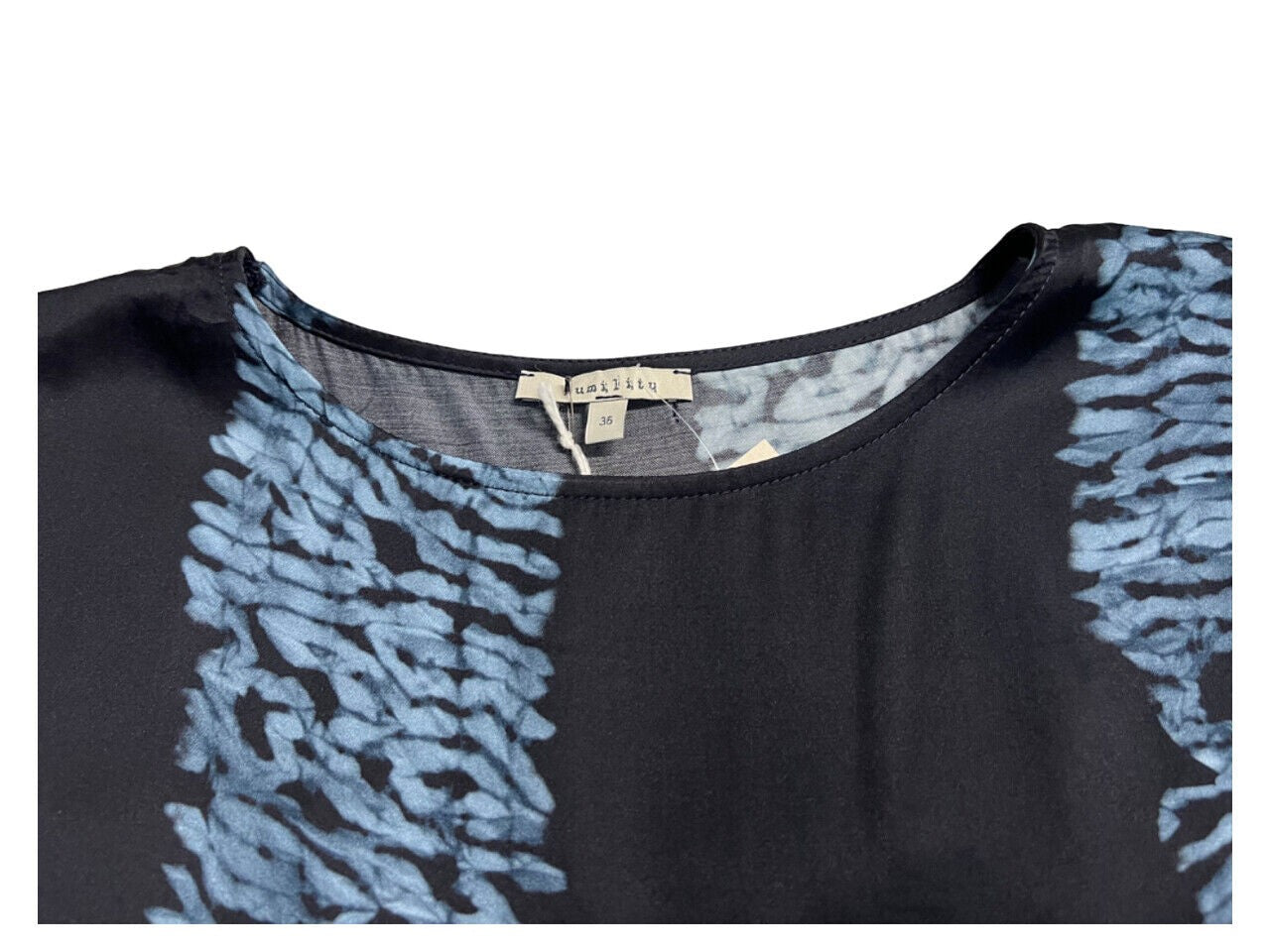 HUMILITY 1949 blusa donna blu stampa celeste BALI 100% viscosa MADE IN ITALY