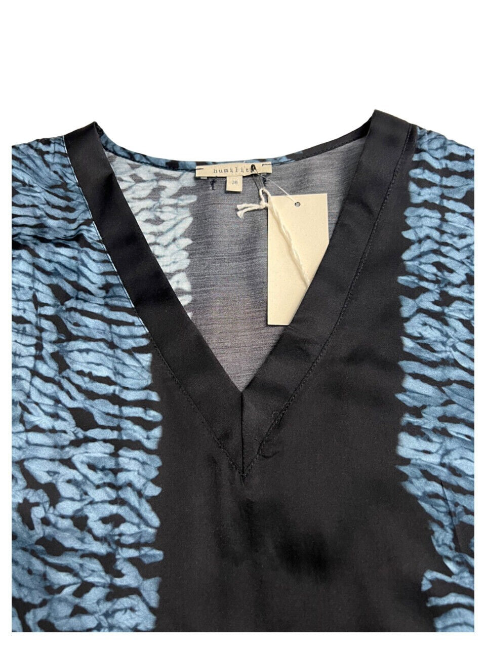 HUMILITY 1949 abito donna blu stampa celeste TABEA 100% viscosa MADE IN ITALY