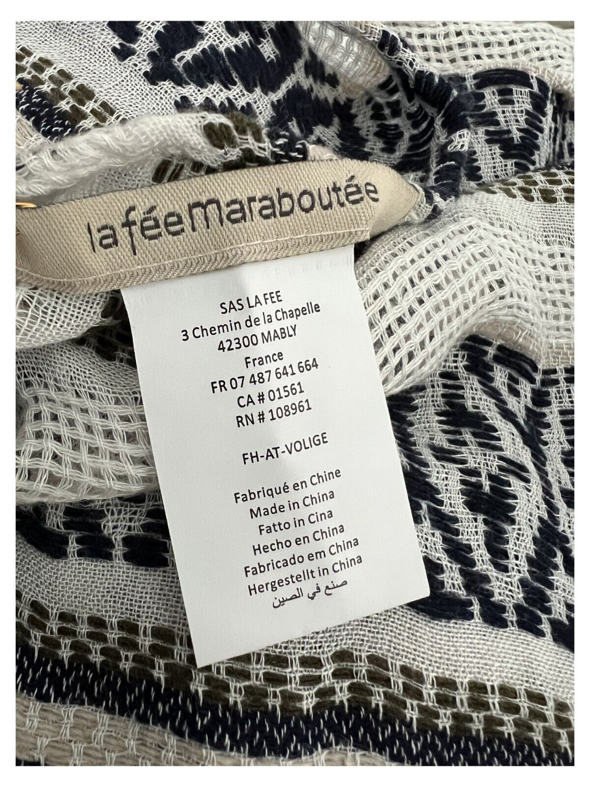 LA FEE MARABOUTEE sciarpa donna panna VOLIGE cm 180x90