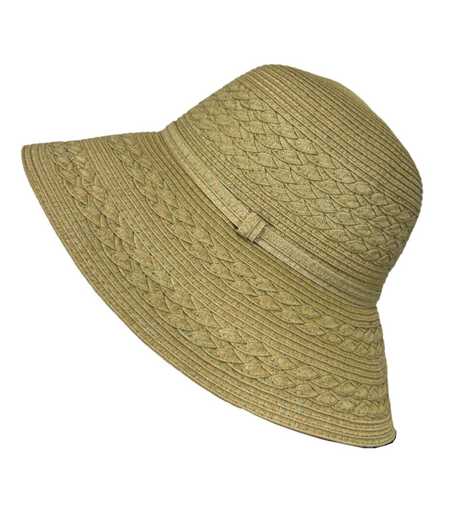 LA FEE MARABOUTEE cappello donna intrecciato beige/verde VITEL