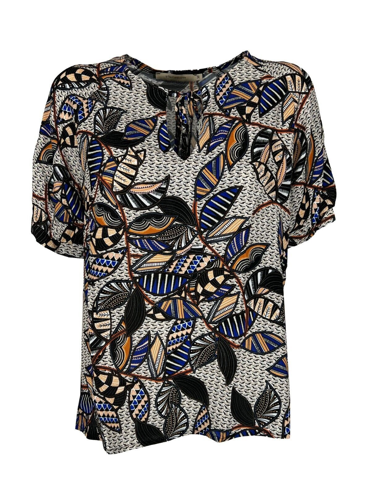 LA FEE MARABOUTEE blusa donna fantasia nero/multicolor FF-TO-PRIMI-F MADE IN ITALY