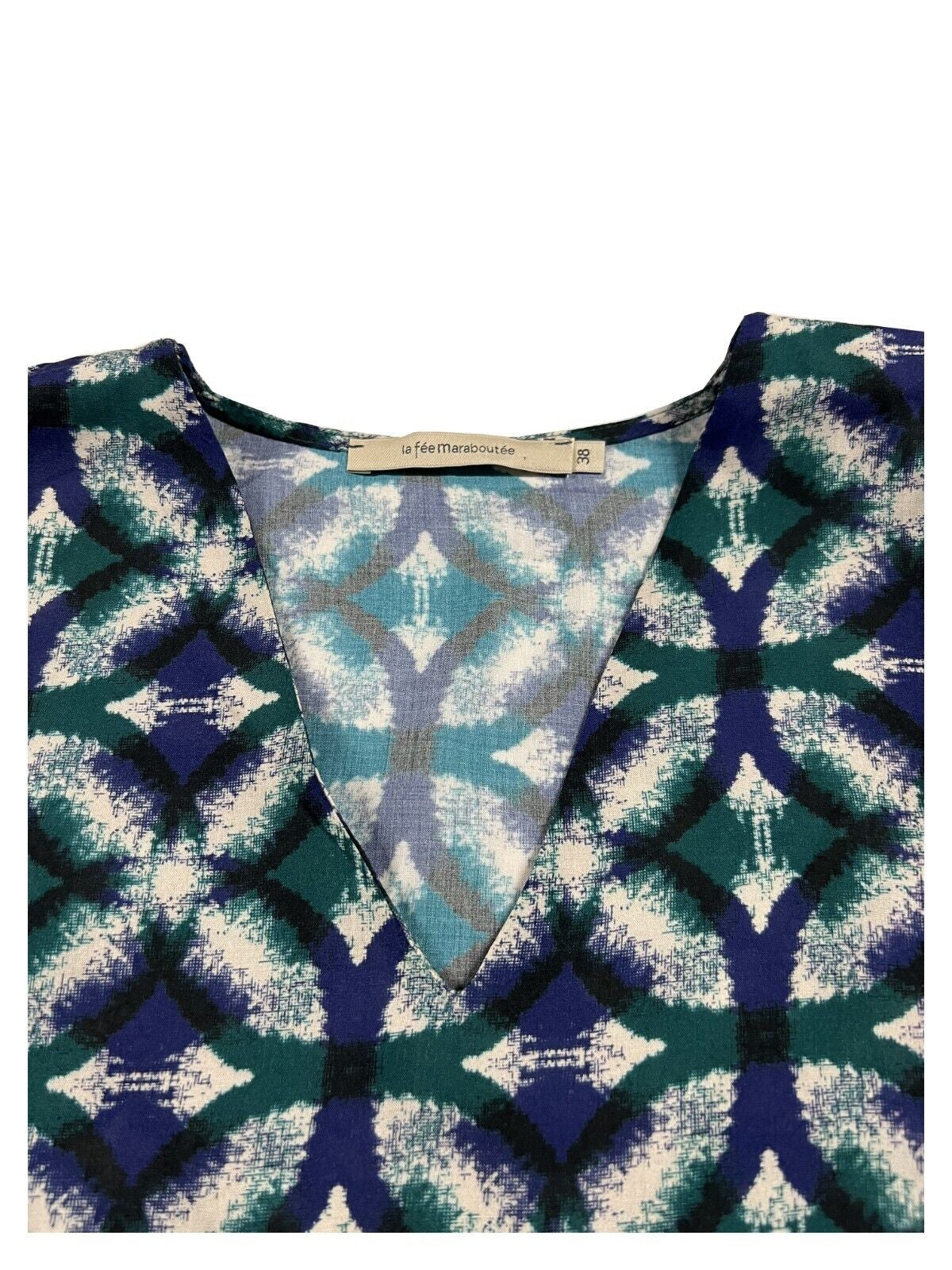 LA FEE MARABOUTEE blusa donna fantasia blu/verde FF-TO-BISMA-S MADE IN ITALY