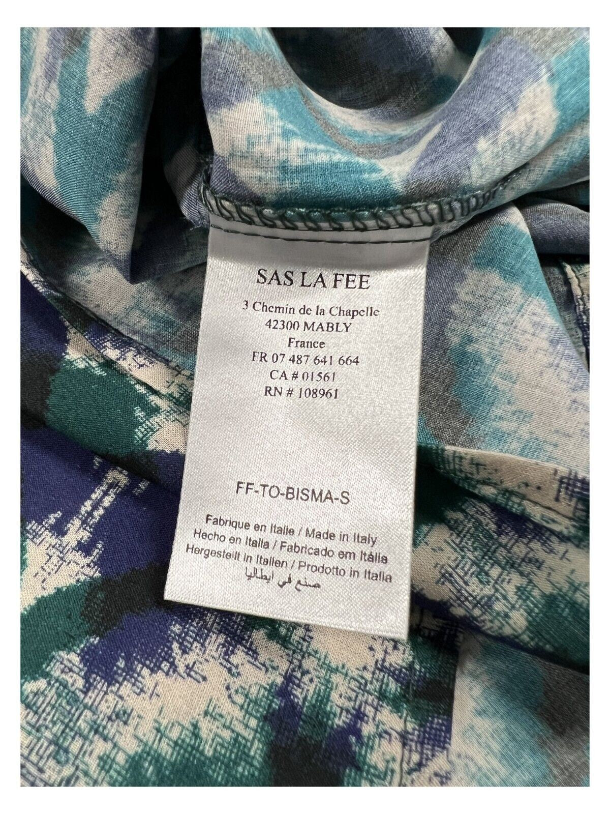 LA FEE MARABOUTEE blusa donna fantasia blu/verde FF-TO-BISMA-S MADE IN ITALY