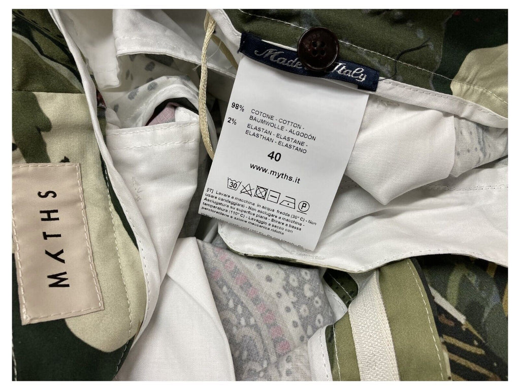 MYTHS pantalone donna fantasia verde art 21D09 413 cotone MADE IN ITALY