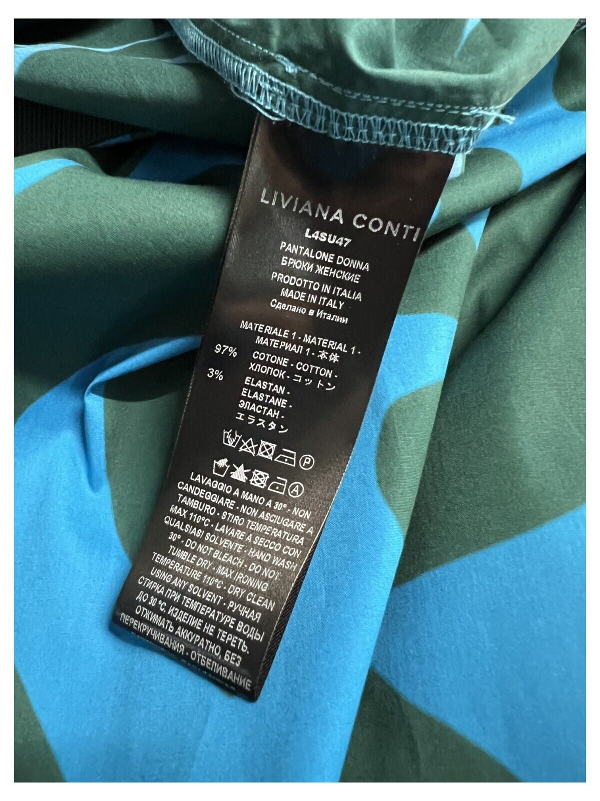 LIVIANA CONTI PANTALONE DONNA COTONE LEGGERO FANTASIA L4SU47 MADE IN ITALY