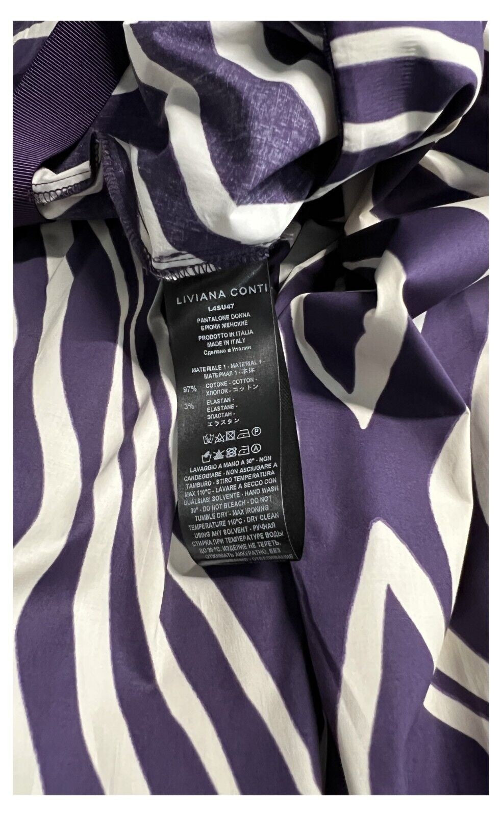 LIVIANA CONTI PANTALONE DONNA COTONE LEGGERO FANTASIA L4SU47 MADE IN ITALY