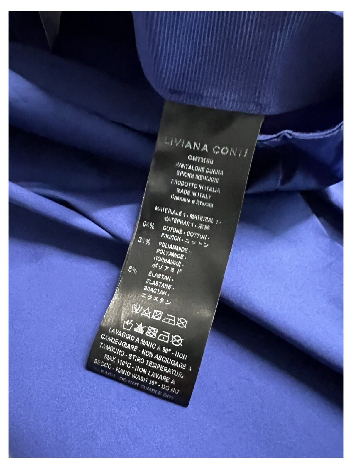 LIVIANA CONTI pantalone donna cotone leggero trombetta bluette  CNTK50 MADE IN ITALY