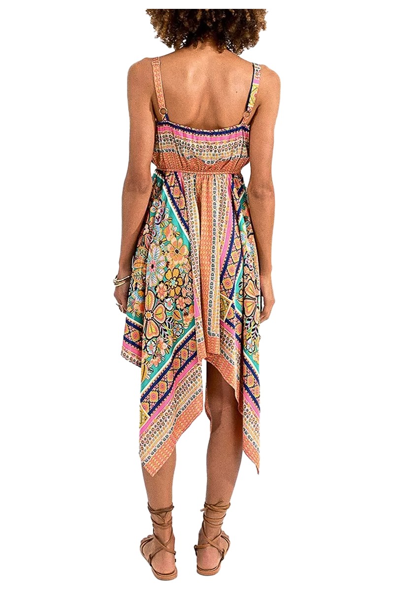 MOLLY BRACKEN abito donna spalline stampa foulard multicolor N264CE 100% poliestere