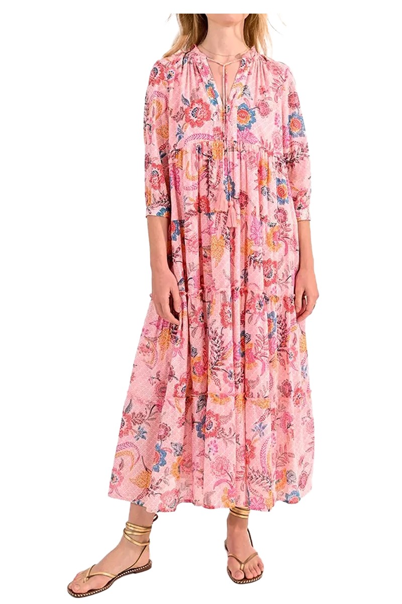 MOLLY BRACKEN abito donna oversize fantasia floreale rosa ZR138CE 100% cotone