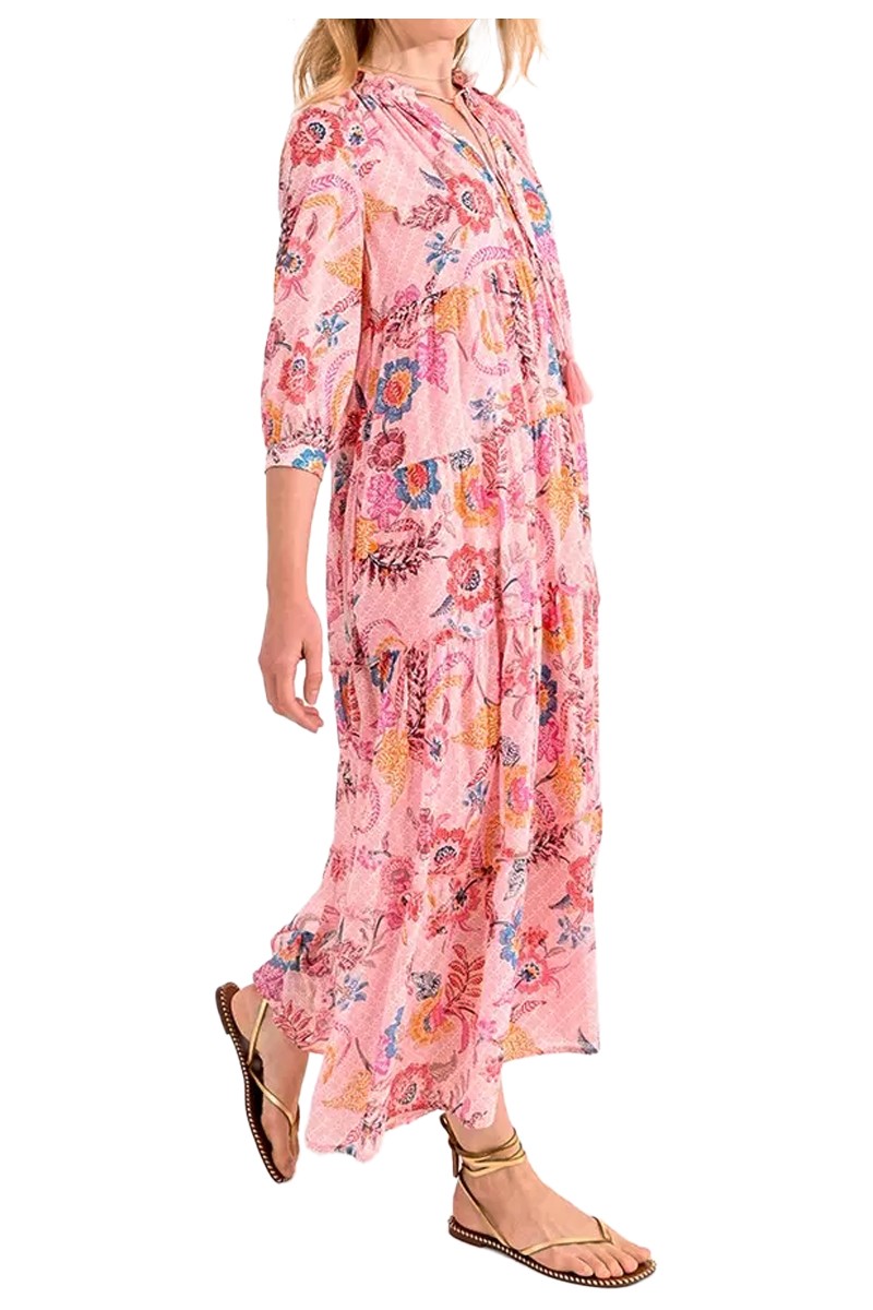 MOLLY BRACKEN abito donna oversize fantasia floreale rosa ZR138CE 100% cotone