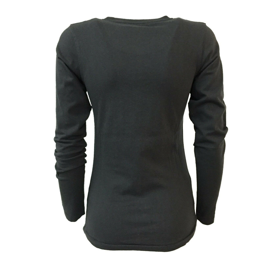 VINTAGE 55 t- shirt donna manica lunga antracite 100% cotone serie ROCK&ROLL