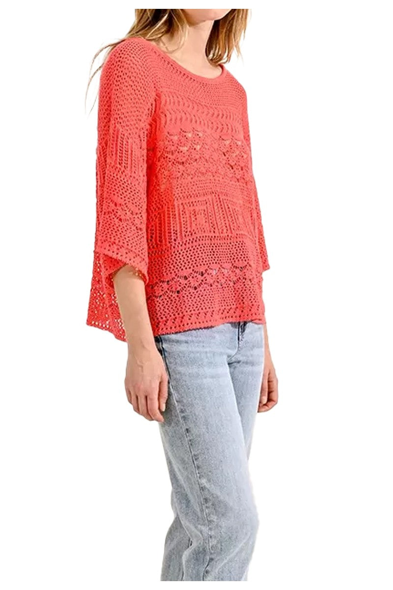MOLLY BRACKEN maglia donna crop traforata N240CE 75% acrilico 25% poliammide