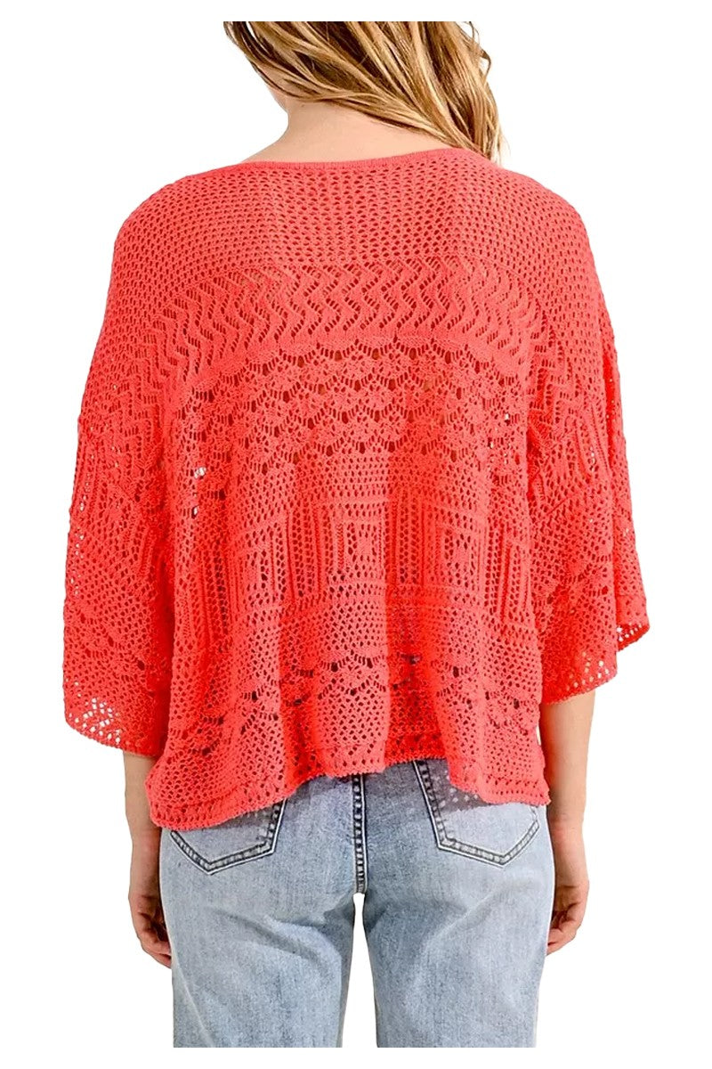 MOLLY BRACKEN maglia donna crop traforata N240CE 75% acrilico 25% poliammide