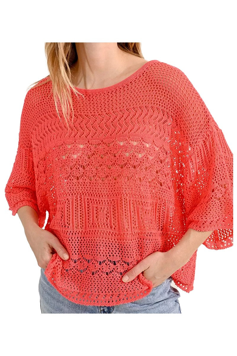 MOLLY BRACKEN maglia donna crop traforata N240CE 75% acrilico 25% poliammide