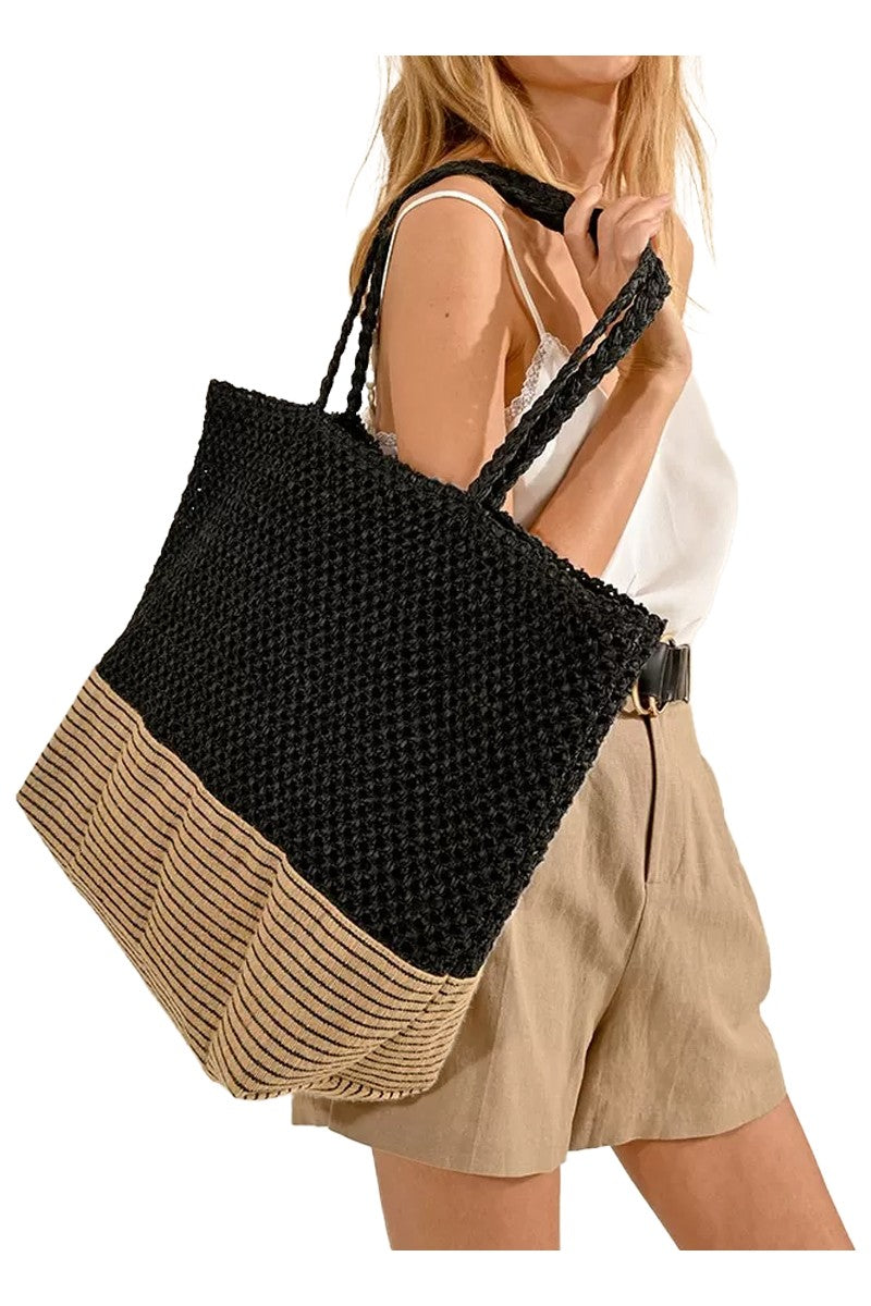 MOLLY BRACKEN borsa donna beige/nero in paglia di carta H153CE 100% carta