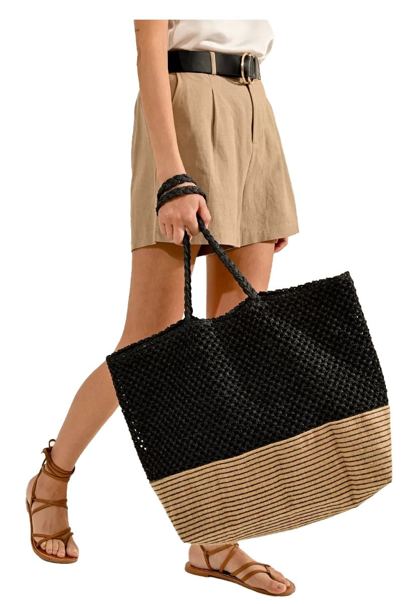 MOLLY BRACKEN borsa donna beige/nero in paglia di carta H153CE 100% carta