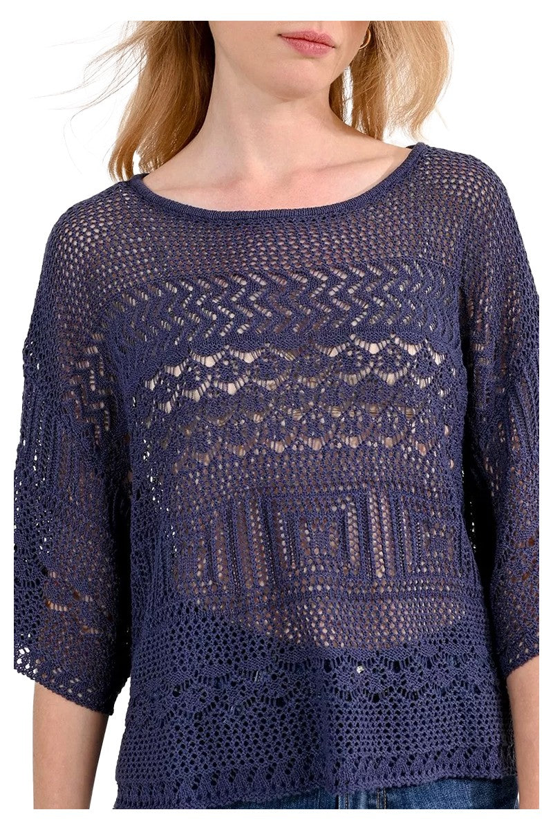 MOLLY BRACKEN maglia donna crop traforata N240CE 75% acrilico 25% poliammide