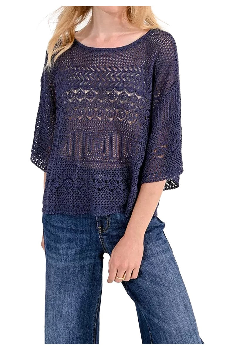 MOLLY BRACKEN maglia donna crop traforata N240CE 75% acrilico 25% poliammide