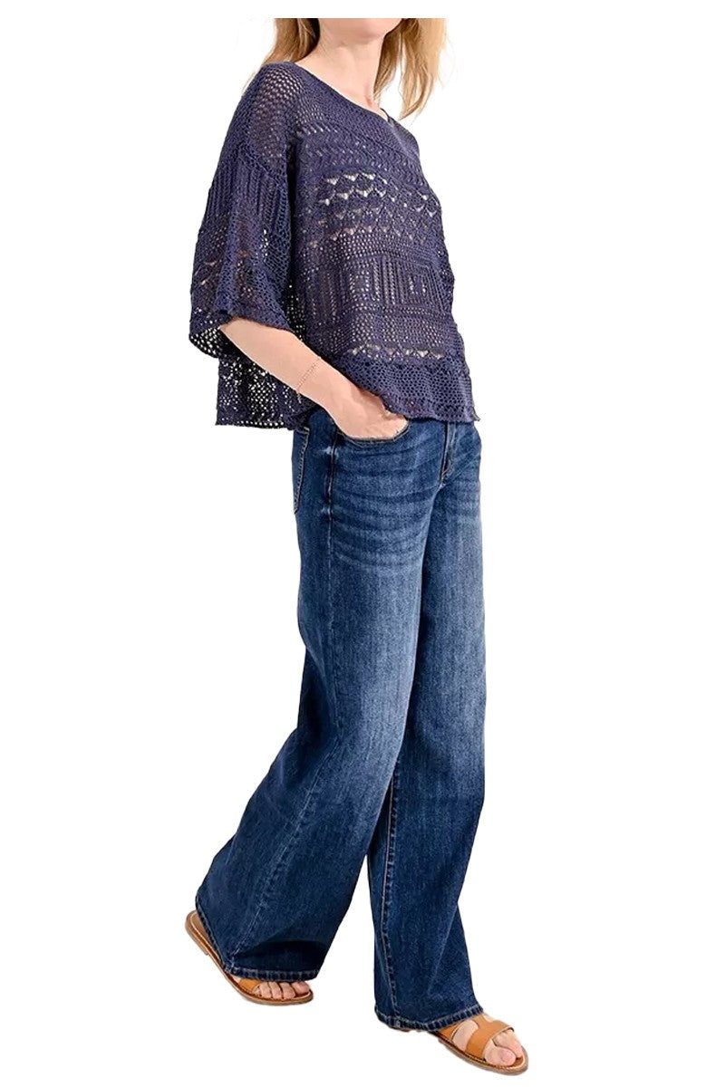 MOLLY BRACKEN maglia donna crop traforata N240CE 75% acrilico 25% poliammide