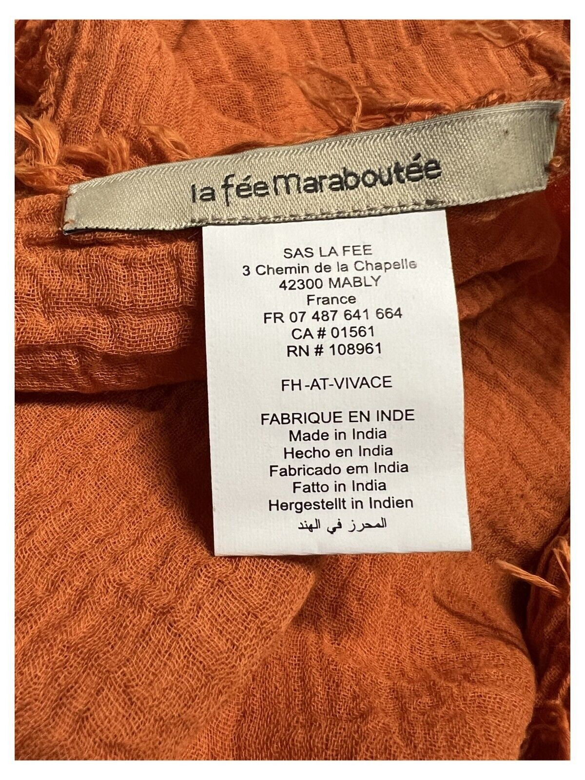 LA FEE MARABOUTEE foulard donna 130x130 cm VIVACE 100% cotone MADE IN INDIA