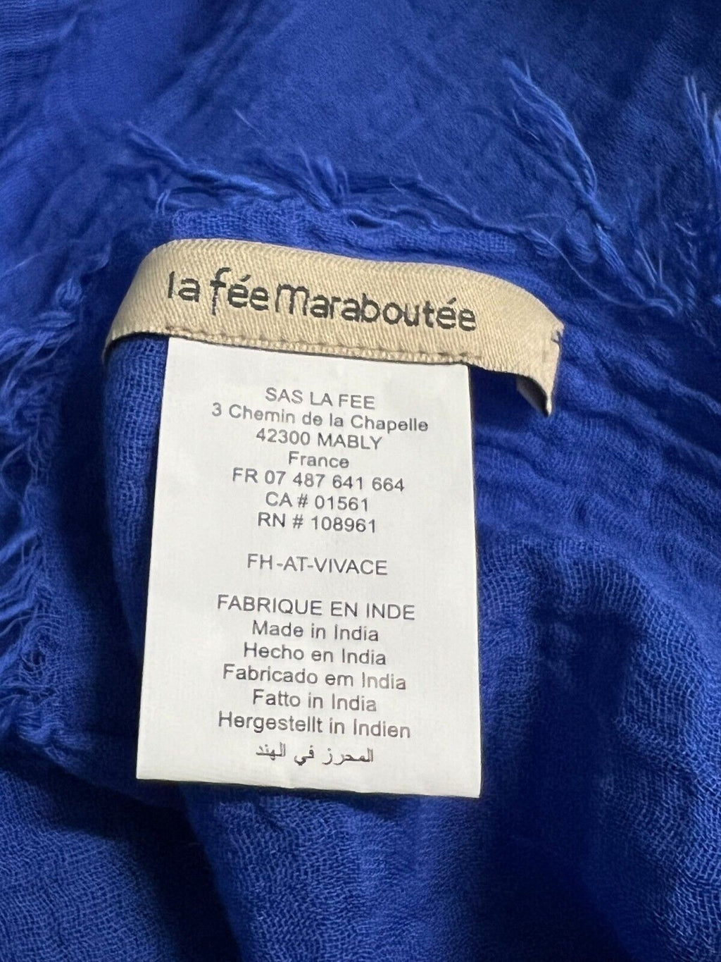 LA FEE MARABOUTEE foulard donna 130x130 cm VIVACE 100% cotone MADE IN INDIA